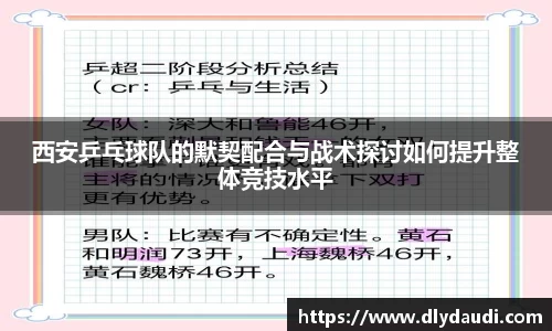西安乒乓球队的默契配合与战术探讨如何提升整体竞技水平
